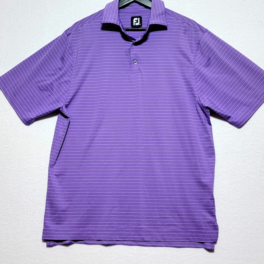 FootJoy Mens Purple Striped Performance Polo‎ Shirt Sz M #604
